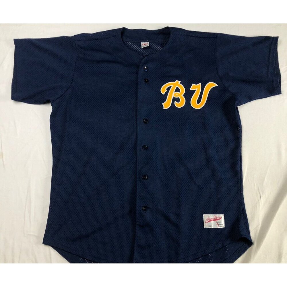 CDT Johnny Mac's Jersey Button Baseball BV logo Embroidered #18 Navy Blue sz XL